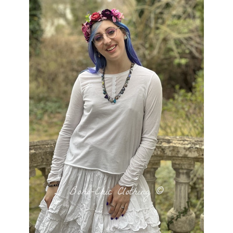 pullover 44842 White jersey Boho Chic Clothing