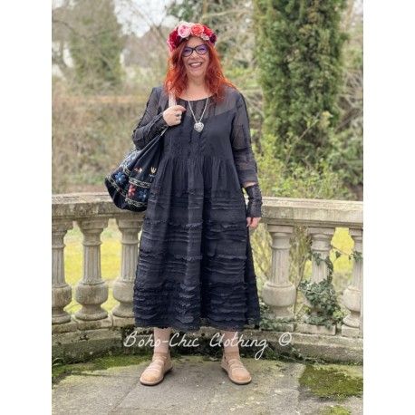 robe 55754 organdie Noir Ewa i Walla - 1