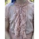 blouse ELDA pink cotton tulle with dots Les Ours - 9