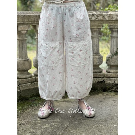 pants GUS white cotton with flower print Les Ours - 1
