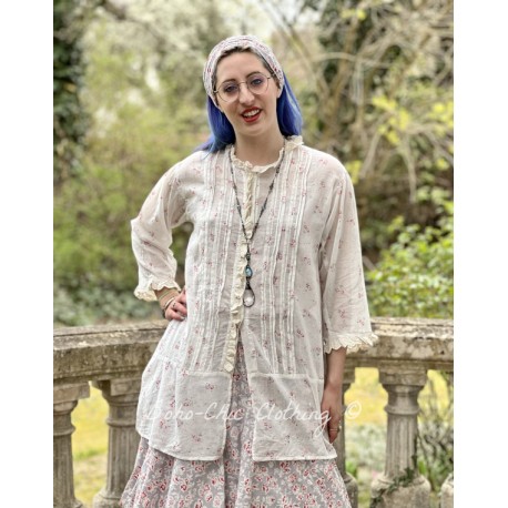 chemise ELENI voile de coton blanc à imprimé fleurs Les Ours - 1