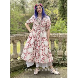 robe 55741 coton Fleurs rouges