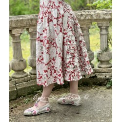 jupe 22140 coton Fleurs rouges