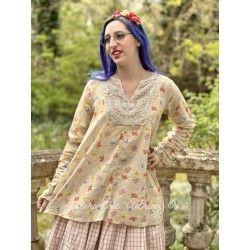 chemisier 44821 voile de coton Jaune à fleurs Ewa i Walla - 1