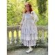 robe SOLINE voile de coton bleu gris à imprimé fleurs et petits pois rouges Les Ours - 1
