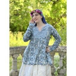 blouse 44821 Blue flower cotton voile Ewa i Walla - 1