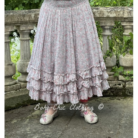 jupe / jupon ANGELIQUE voile de coton bleu gris à imprimé fleurs Les Ours - 1