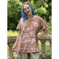T-shirt Peace, Love and Surf in Bisou Magnolia Pearl - 1