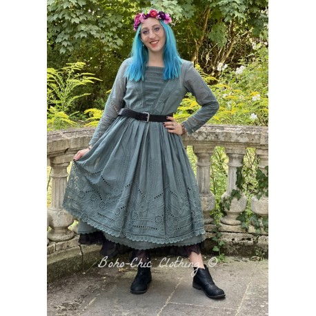 robe 55778 Polly organdie brodé Vert pin Ewa i Walla - 1