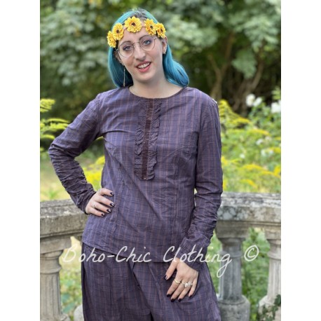 chemisier 44875 Ebba coton Carreaux bleus et bordeaux Ewa i Walla - 1