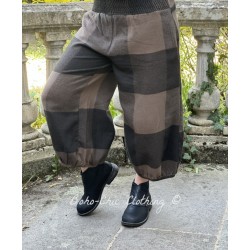 panty / pantalon MARINA drap de laine Chocolat à grands carreaux