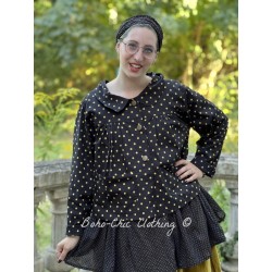 short jacket FLORIE Black poplin with large bronze dots Les Ours - 1