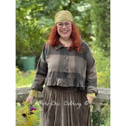 veste courte BATISTE drap de laine Chocolat à grands carreaux Les Ours - 1