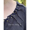 blouse NYDIA Black cotton with bronze polka dots Les Ours - 15