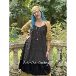 dress / tunic LEA Black cotton with bronze polka dots
