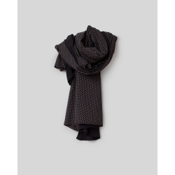 scarf 77548 Siv Black with beige polka dots voile