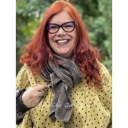 écharpe PAULINE voile de coton Chocolat à carreaux