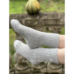 socks 77567 Ragna Light grey knitted wool Ewa i Walla - 1