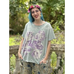 T-shirt Hours Are Roses Cat Collage in Pennyroyal Magnolia Pearl - 1