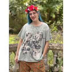 T-shirt Hours Are Roses Cat Collage in Menthe