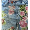 jean's Floral Applique Miner in Washed Indigo Magnolia Pearl - 35