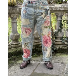 jean's Floral and Bird Miner in Washed Indigo