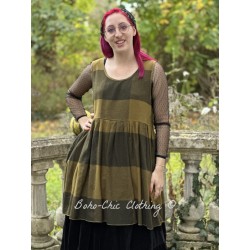 robe FLORETTE drap de laine Bronze à grands carreaux