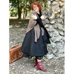 châle brodé main ERMANCE crochet chocolat Les Ours - 1