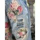 overalls Floral Applique in Washed Indigo Magnolia Pearl - 37