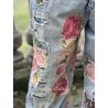 overalls Floral Applique in Washed Indigo Magnolia Pearl - 38
