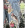 overalls Floral Applique in Washed Indigo Magnolia Pearl - 45