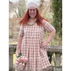 robe TEATA coton rustique Carreaux roses