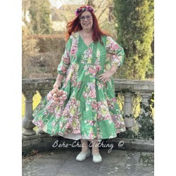 robe 55792 GRACE coton Vert à imprimé fleurs Ewa i Walla - 1