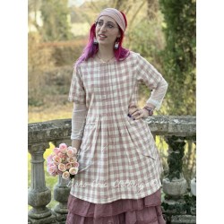 dress MARIA Pink checks rustic cotton Les Ours - 7