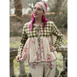 jacket SARAH Green checks rustic cotton Les Ours - 14