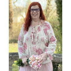 blouse LOVANA Large roses cotton voile Les Ours - 1