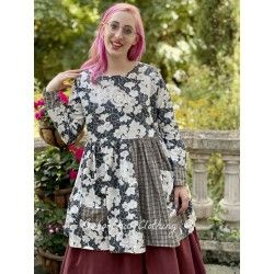 tunique 44799 coton Noir à fleurs Taille XL Ewa i Walla - 1